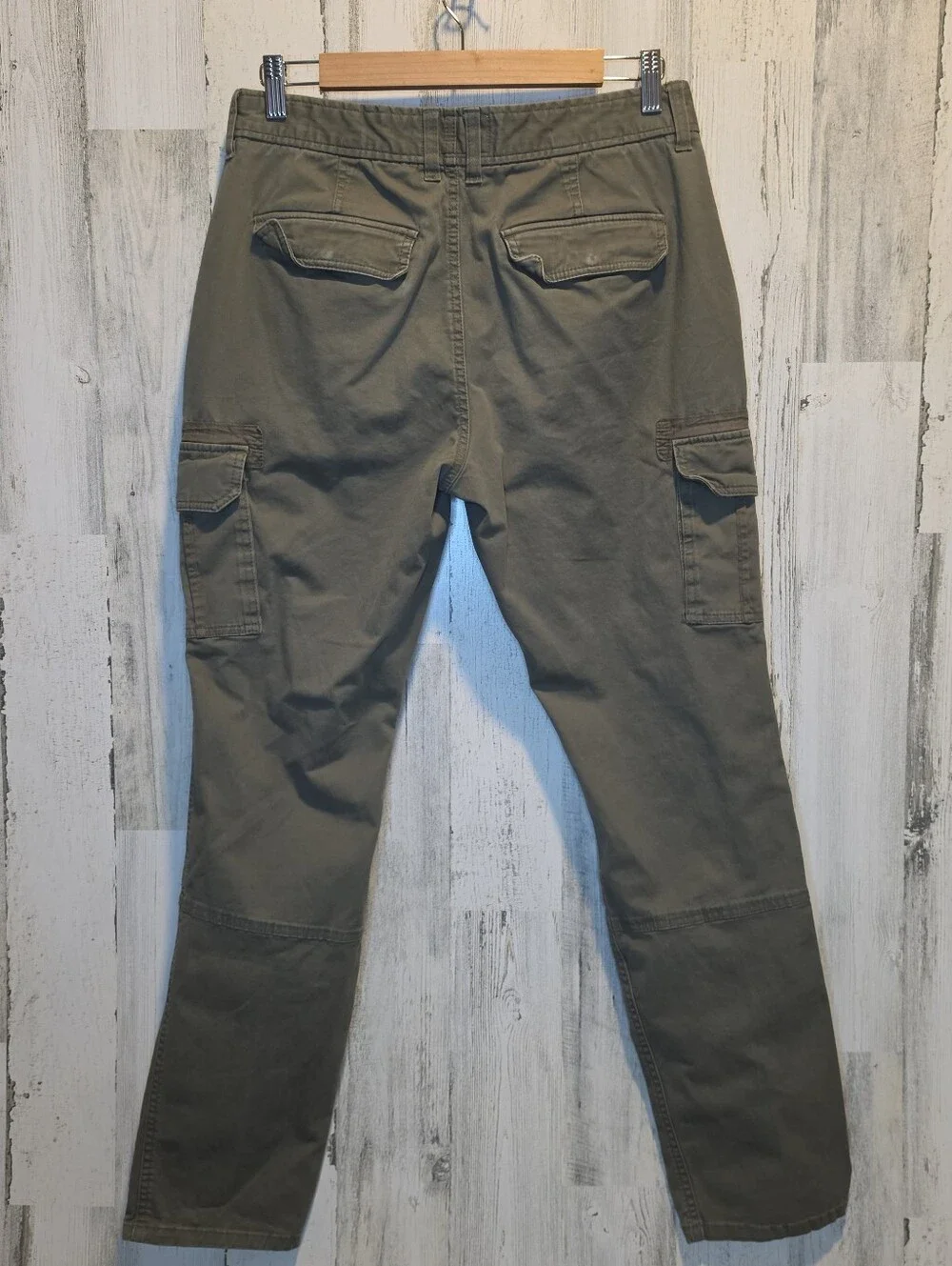 Sun + Stone Mens Cargo Pants 31x30 Olive Green Utility Straight Leg Stretch